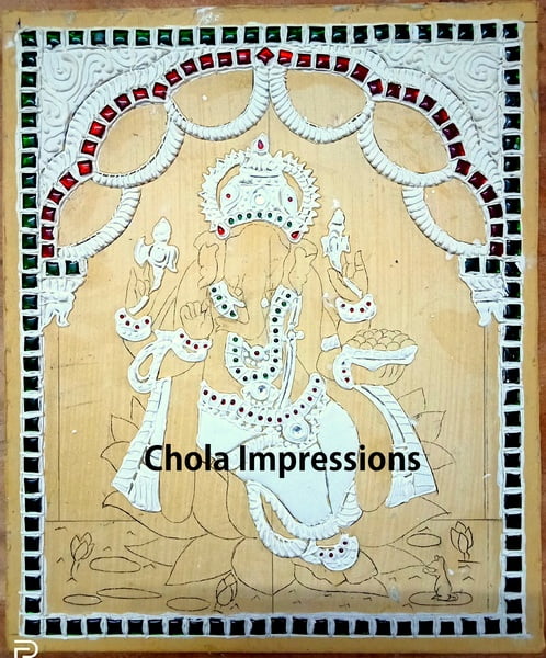 Lord Ganesha Ready made Embossed Tanjore Muck Board Lord Ganesha Ready made Embossed Tanjore Muck Board